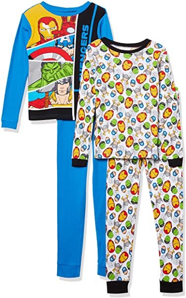 Marvel Boys' Avengers 4-Piece Cotton Pajama Set