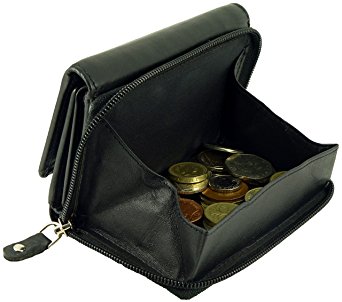Ladies Quality RFID Protected Leather Purse with Unique Zip Around Coin Tray
