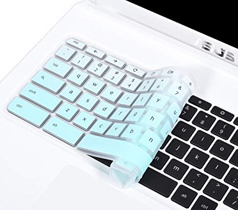 CaseBuy Keyboard Cover Compatible 2019 2018 ASUS Chromebook C523NA 15.6" / ASUS Chromebook C423NA 14" Soft-Touch Protective Skin, Gradual Mint Green