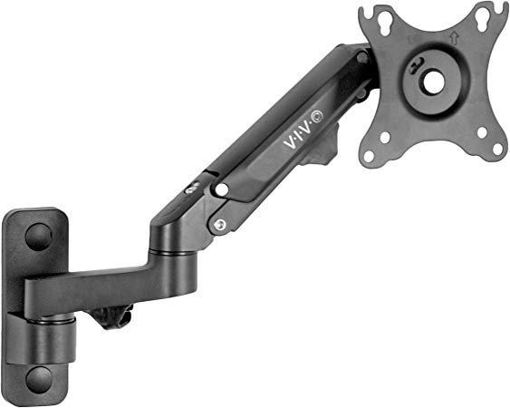 VIVO Premium Aluminum Single LCD Monitor Wall Mount | Height Adjustable Pneumatic Spring Monitor Arm for Screens up to 27 inches (MOUNT-G100B)