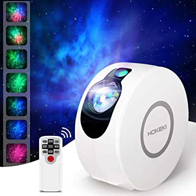 HOKEKI LED Night Light Projector, 2-in-1 Projector Stars Projector Light Star Night Galaxy Projector Lightt Sky Night for Chidren, Adults, Bedroom, Holidays (White)