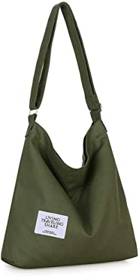 Covelin Women's Retro Large Size Canvas Shoulder Bag Hobo Crossbody Handbag Casual Tote