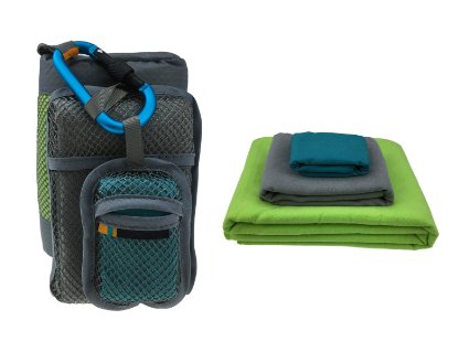 Lemorecn Travel Towel Bundle Includes Extra Large, Large & Small Quick Dry Compact Microfiber Camping Towels. Also Great for Sport, Backpacking, Beach, Yoga and Bath