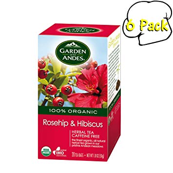 Organic Rosehip and Hibiscus Tea, 20 Bags, Case of 6
