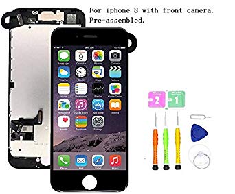 Screen Replacement Compatible with iPhone 8(4.7 inch) Full Assembly - LCD 3D Touch Display Digitizer with Ear Speaker, Sensors and Front Camera, Fit Compatible with iPhone 8-4.7 inch (Black)