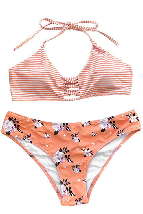 CUPSHE Women's Push Up Halter Bikini Set