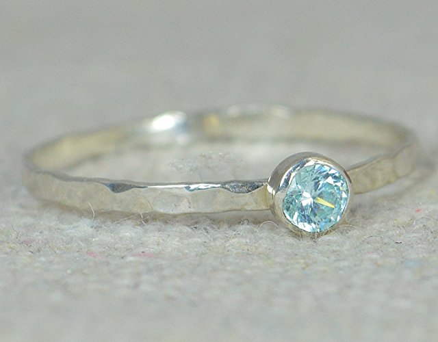 Dainty Sterling Silver Aquamarine Ring
