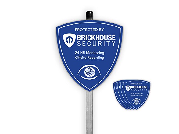 BrickHouse Security Blue Shield Home Surveillance Yard Sign w/ Stake & 4 Stickers (NEW VERSION)