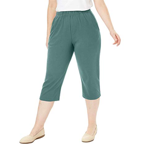 Woman Within Women's Plus Size Petite 7-Day Knit Capri