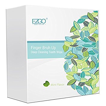EZGO 100pcs Deep Cleaning Teeth Wipes Finger Brush Teeth Wipes Oral Brush Ups Mint Flavor