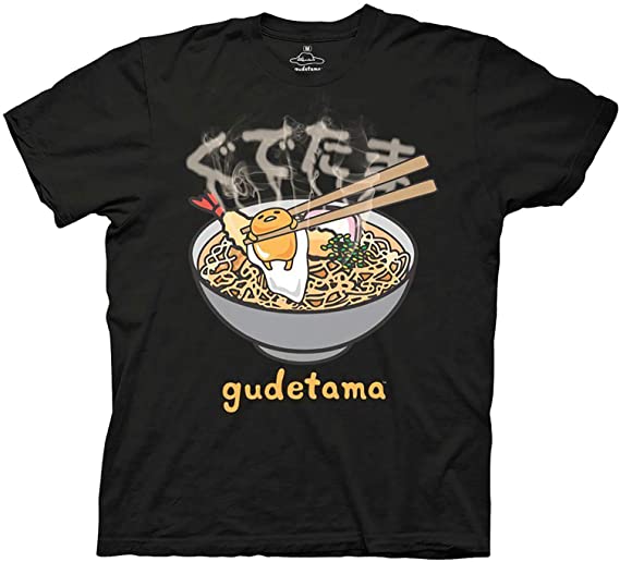 Ripple Junction Men's Gudetama Lazy Egg T-Shirt - Gudetama Ramen Fashion Shirt - Gudetama Lazy Egg Tee