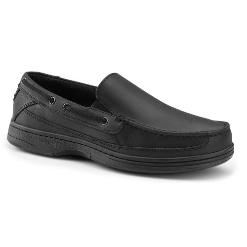 Dockers SureGrip Mens Cabana Black Slip-On Boat Shoe Slip Resistant Work Shoes