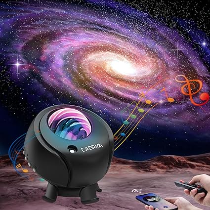 Cadrim Projector Star Galaxy Projector Universe Sky LED Night Light Starry Multicolor 3 in 1 Bluetooth Speaker 10 Levels Remote Control Timer Adjustable 90° Projection Lamp Bedroom Party Gift - Black