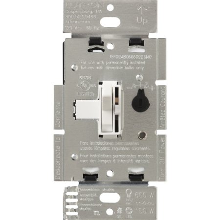 Lutron TGCL-153PH-WH Toggler CFL/LED Single-Pole/3-Way Toggle Dimmer, White