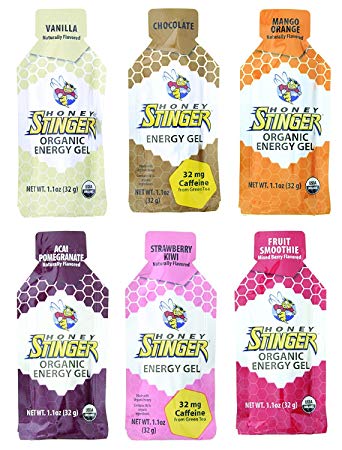 Honey Stinger Organic Energy Gel, 6-Flavor Variety Sampler Pack,1.1 Ounce, 2 of each flavor (Pack of 12)