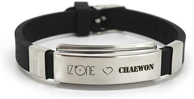 Fanstown Kpop IZONE Stainless Steel Silicon Wristband Bracelet Team Logo Member Name with lomo Cards
