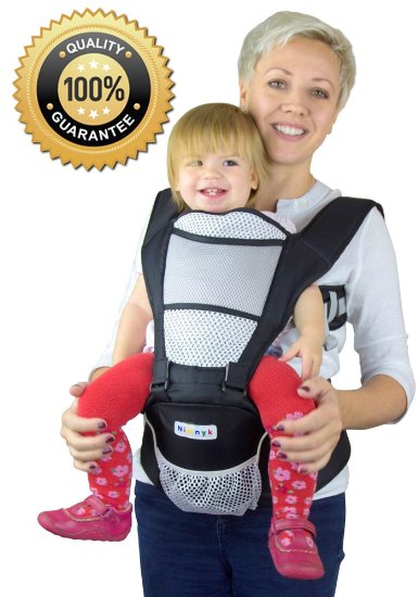 Nimnyk Baby Sling Carrier Ergonomics Lightweight Hipseat with Lumbar Support 4 in One Back 2 Front Facing Comfort Positions