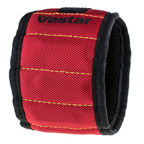 Vastar Magnetic Wristband With 5 Powerful Magnets for Holding Screws, Nails, Scissors, and Small Tools