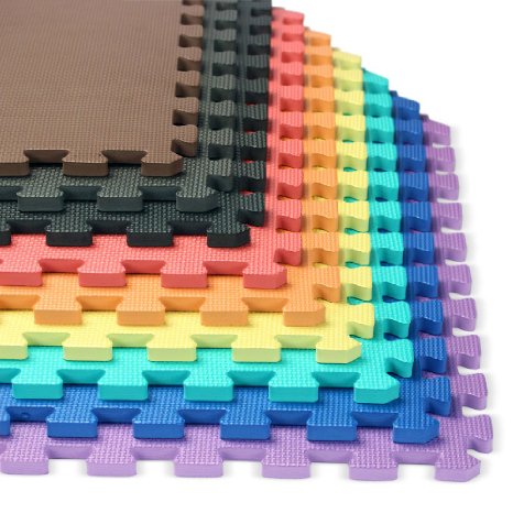 We Sell Mats Premium Foam Interlocking anti-fatigue tiles great for gyms, PX90, Insanity, Pilates, Yoga, aerobics, cardio, trade shows, kids payrooms and more.