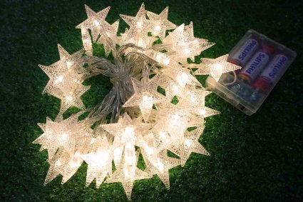 4M 40 LED Battery Powered Fairy string light,Five-pointed Star String Lights for Chrismas, Party, Wedding, New Year, Garden Décor (Warm White)