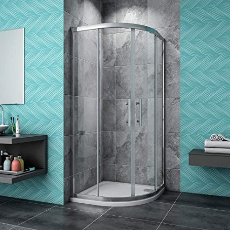 800x800x1900mm Height Walk in Framed Quadrant Shower Cubicle Enclosure 8mm Easy Clean Glass Sliding Door with Stone Tray   Waste