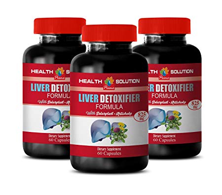 Liver Health Supplement - Liver DETOXIFIER Formula - Artichoke Heart Extract - 3 Bottles 180 Capsules