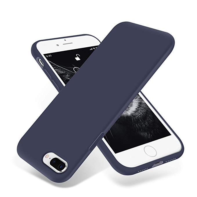 OTOFLY iPhone 8 Plus Case,iPhone 7 Plus Case,[Silky and Soft Touch Series] Premium Soft Silicone Rubber Full-Body Protective Bumper Case Compatible with iPhone 7/8 Plus (Midnight Blue)