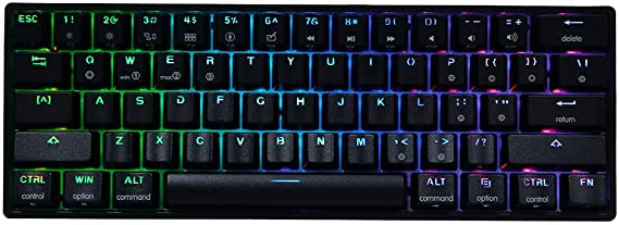 EPOMAKER SKYLOONG AK61 61 Keys Hot Swappable Programmable Mechanical Keyboard with RGB Backlit, ABS Keycaps, NKRO, Custom Layout for Mac/Win (Gateron Optical Red, ABS Black)