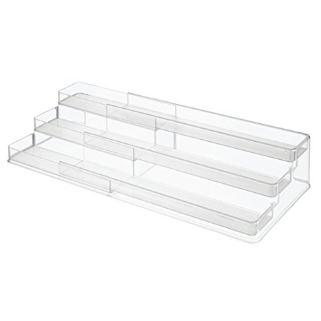 InterDesign 64140 Linus Expandable Multi-Level Spice Rack, Kitchen Cabinet Organizer - Clear