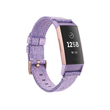 Fitbit Charge 3 special edition fitness activity tracker, lavender woven, one size (s & l bands included)