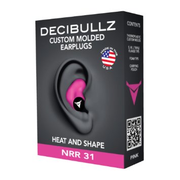 Custom Molded Earplugs: Perfect Fit Ear Protection for Safety, Travel, Work, Shooting (Pink)