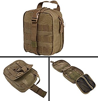 Ultimate Arms Gear MOLLE Rip-Away EMT Medical First Aid Pouch with Buckle Strap and Velcro Attachment, Tan