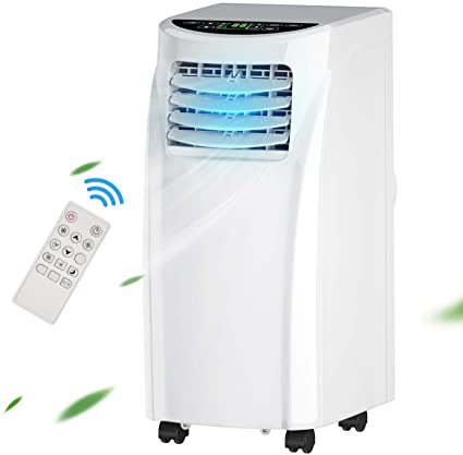 COSTWAY 8000 BTU Portable Air Conditioner, 3-in-1 Air Cooler w/Built-in Dehumidifier, Fan Mode, Sleep Mode, Remote Control& LED Display, Rooms Up to 230  Sq. ft, for Home Office