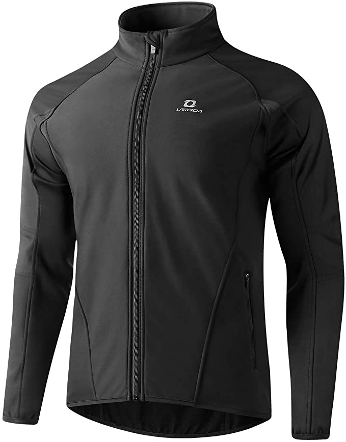 LAMEDA Winter Windproof Reflective Cycling Jacket Thermal Fleece Lined Softshell Running Coat for Men