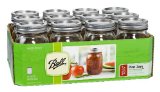 Ball Jar Mouth Pint Jars with Lids and Bands Regular Set of 12