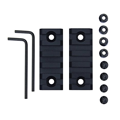 Keymod Rail 2" Aluminum 5 Slot Picatinny Rail Section for Key Mod Handguard Mount Rail System (2 Pieces Matte black)