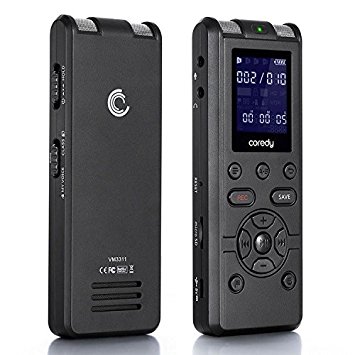 Coredy Digital Voice Recorder MP3 Player-Voice Activated Dictaphone 22 hours Rechargeable Battery Lasted Super Long Recording Time with Track Mark for Lectures Meetings Interviews Voice Memo