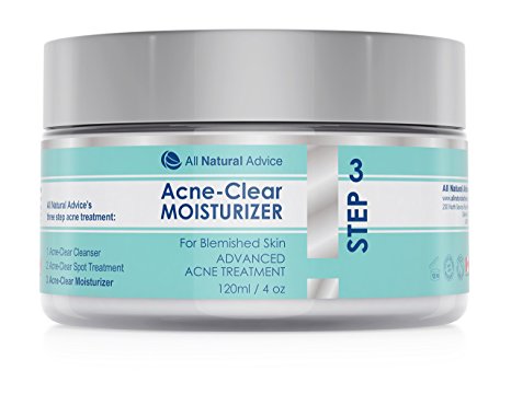 NEW! Advanced Acne Moisturizer - Naturally Organic - Made in Canada - Large 120ml / 4oz - Healing Acne-Clear Skincare For You Face - Treatment for Women and Men - Excellent for Sensitive Skin to Reduce Acne & Scars - Step 3 of 3