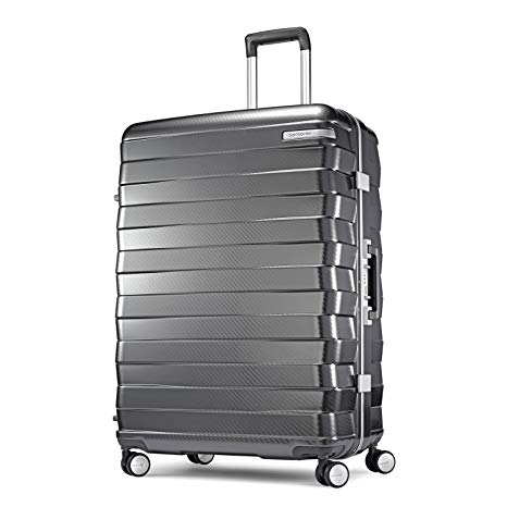 Samsonite Framelock Hardside Checked Luggage with Spinner Wheels, 28 Inch, Dark Grey