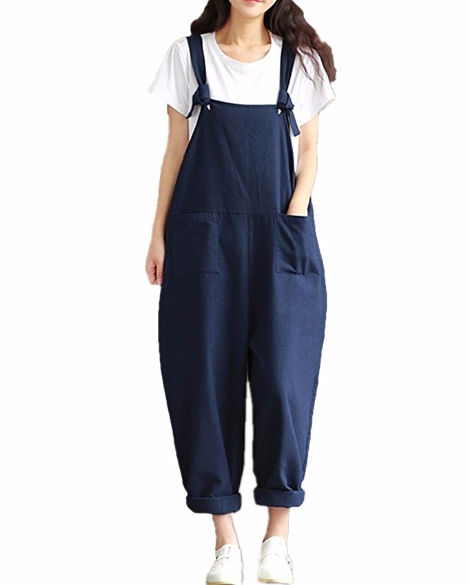StyleDome Women's Strap Overall Pockets Long Playsuit Casual Baggy Sleeveless Pants Jumpsuit Trousers