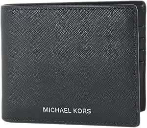 Michael Kors Men's Harrison Saffiano Leather Billfold Wallet with Passcase No Box Included (Black)