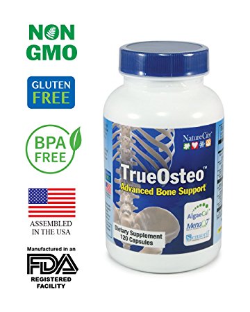 TrueOsteo Calcium Supplement - Advanced Bone Support Plant Calcium with Vitamin D3   Vitamin K2 MenaQ7   Magnesium   Silica - 120 Count (1 Pack)