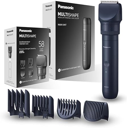 Panasonic ER-CTW1 MULTISHAPE, Wet & Dry Electric Beard Trimmer and Hairclipper for Men, Long Beards, with Rechargeable Ni-MH Battery Body, Modular Personal Care System