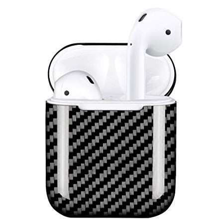 MONOCARBON Genuine Carbon Fiber Case Compatible AirPods [NOT NEW AIRPODS] Ultra Slim Apple Wireless Headset Headphone Case Box Wireless Bluetooth Earphone Protector