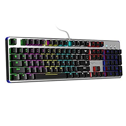 HAVIT HV-KB366L RGB Backlit Wired Mechanical Gaming Keyboard with Blue Switches (Black Sliver)