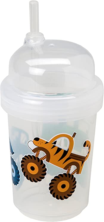 nuspin kids 8 oz Zoomi Straw Sippy Cup, Monster Trucks Style