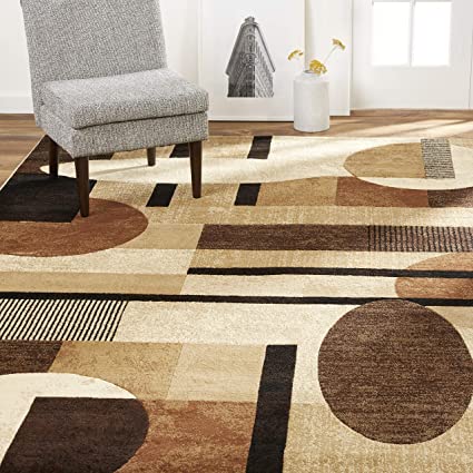 Home Dynamix Tribeca Jasmine Modern Area Rug, Abstract Brown/Beige 7'10"x10'6"