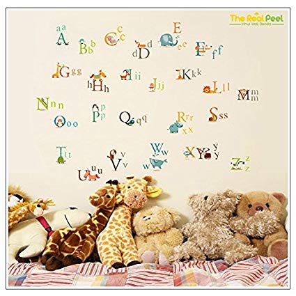 The Real Peel Premium Removable Wall Stickers for Kids Rooms, Nursery, Baby, Boys & Girls Bedroom - Peel & Stick, Large Removable Vinyl Wall Decal Stickers (Animal Alphabet Abc's Design)