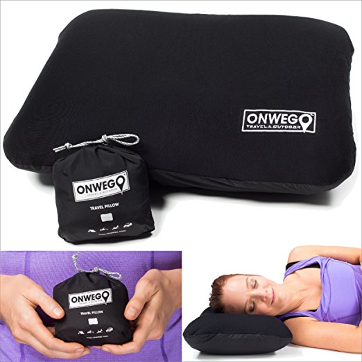 ONWEGO 'Soft-Top' Inflatable Backpacking, Camping, Travel Pillow - Ultralight, Compact, Portable, Easy Carry On - Car, Airplane, Bus, Train