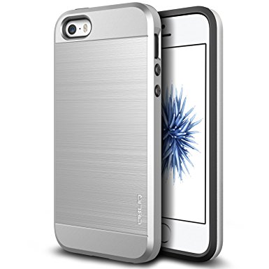 iPhone SE Case, OBLIQ [Slim Meta][Satin Silver][Dual Layer] Slim Fit Metallic Brush Finish Back [Shock Absorbing] TPU Inner Layer for Apple iPhone SE (Compatible with the iPhone 5S/5)